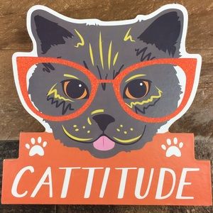 New Cattiude Gray Cat Table Decor Home Accent